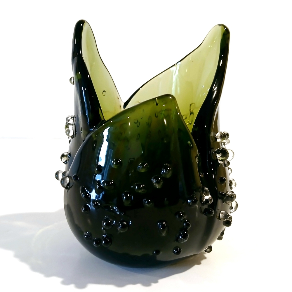 Elegant PartyLite Green Glass Candle Holder